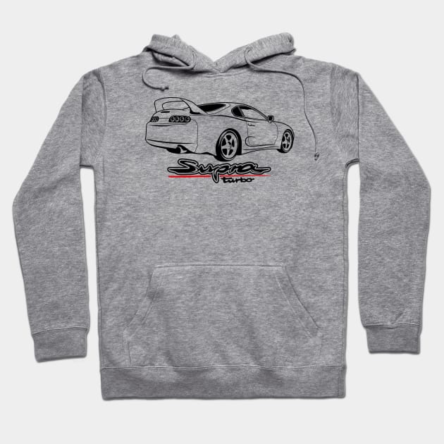 Super car Supra 4th Generation JZA80 mk4 black rear Hoodie by creative.z